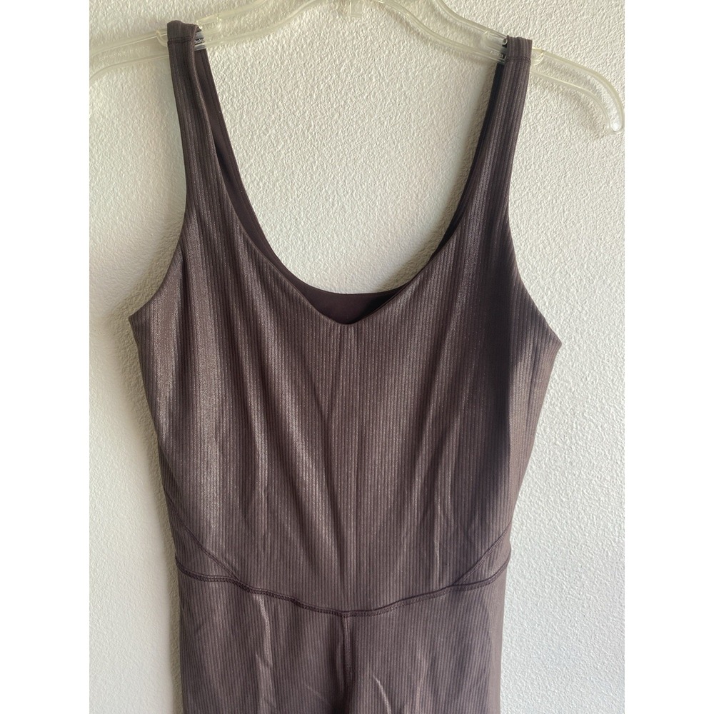 Lululemon Align Ribbed Bodysuit 25" Shine Espresso Radiate Foil Size 8 - Picture 2 of 7